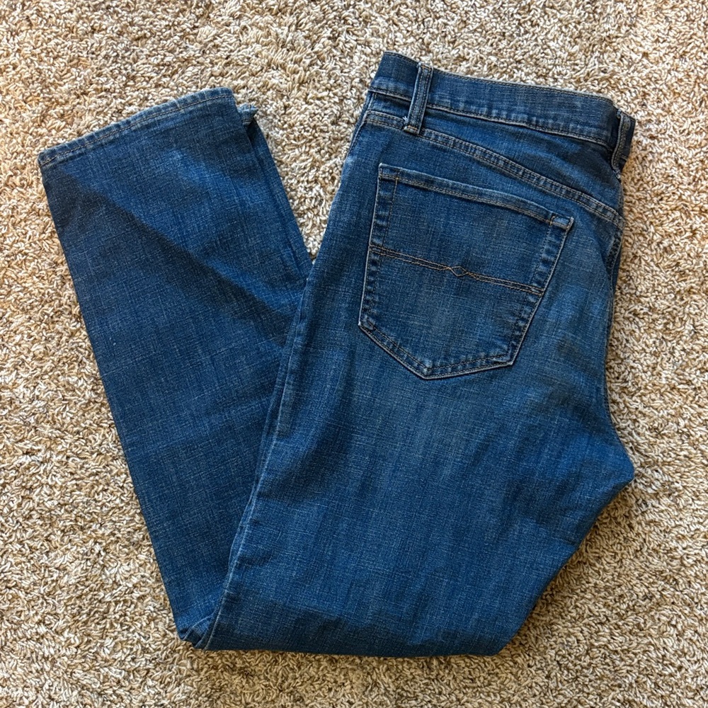 Classic Dark Wash Straight Leg Jeans - Deep Blue